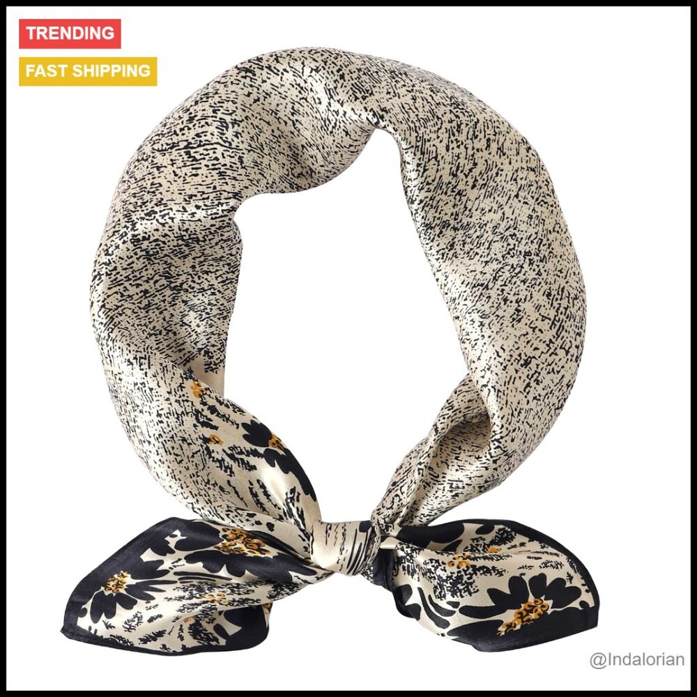 Pure Mulberry Silk Square Scarf Lightweight Elegant Classic Hair Wrap Accessory